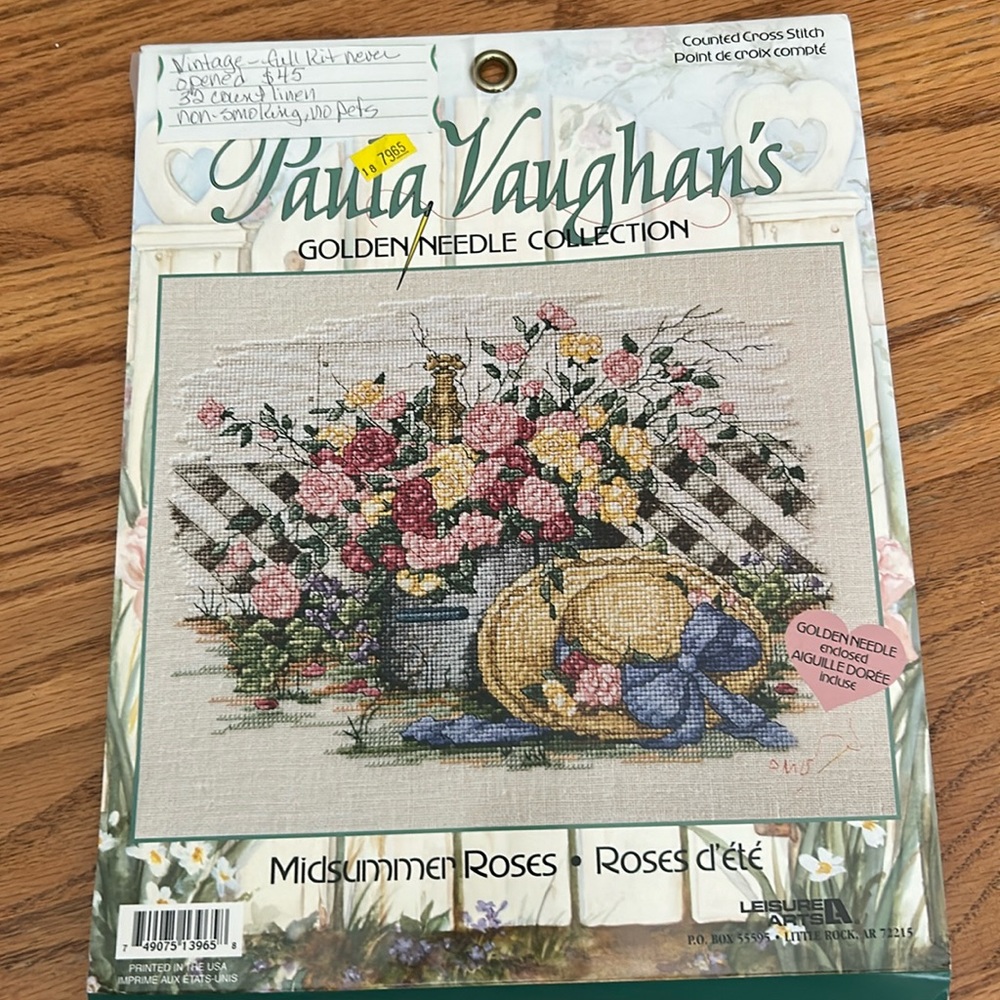 Paula Vaughan Golden Needle Collection Midsummer Roses Vintage NEW Cross Stitch